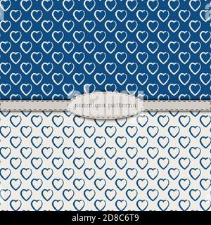 hand-drawn seamless patterns in simplified scandinavian minimalism style. classic blue pantone 2020 and beige bicolor. stock hand drawn vector for printing on fabric, textile, wallpaper, wrapping. Stock Vector