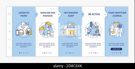 Self care practices onboarding vector template Stock Vector
