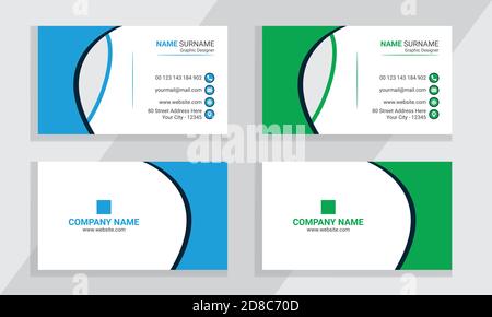 Creative and Clean Double-sided Business Card Template. Flat Design Vector Illustration. Stationery Design And Creative Dark Design For Your Business. Stock Vector