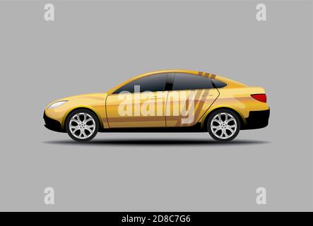 Yellow sedan car isolated on white vector Stock Vector Image & Art - Alamy