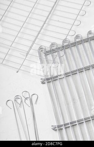metal large enclosure made of rods, accessories. for domestic and farm animals. on white background Stock Photo