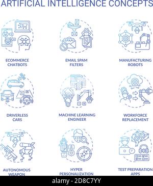 Artificial intelligence concept icons set Stock Vector