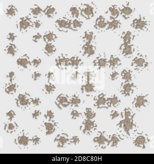 Patterns splashes and drops of lead on the beige floor. 3d rendering Stock Photo