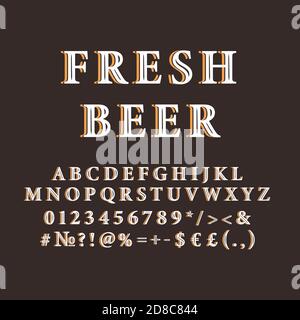 Fresh beer vintage 3d vector alphabet set Stock Vector