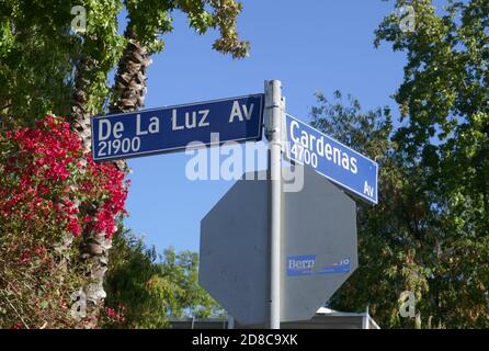 Woodland Hills, California, USA 28th October 2020 A general view of atmosphere of De La Luz Avenue on October 28, 2020 in Woodland Hills, California, USA. Photo by Barry King/Alamy Stock Photo Stock Photo