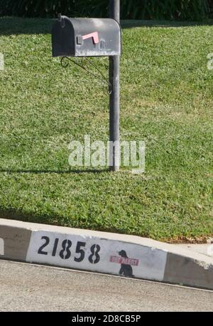 Woodland Hills, California, USA 28th October 2020 A general view of atmosphere of actor Ted Cassidy's final home/residence and location where his ashes are buried at 21858 De La Luz Avenue on October 28, 2020 in Woodland Hills, California, USA. Photo by Barry King/Alamy Stock Photo Stock Photo