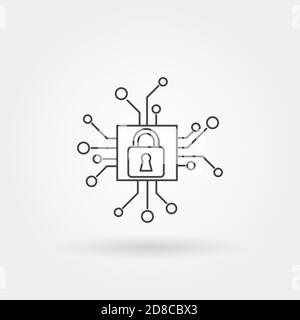 micro chip software single isolated icon with modern line or outline style Stock Vector