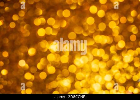 Golden lights abstract bokeh backdrop. Chrismas lights bokeh. Stock Photo