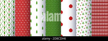 Christmas geometry seamless pattern. Set of backgrounds. Vector illustration Stock Vector