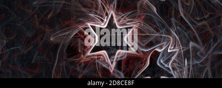 Fractal background star horizontal panoramic view image. White stars over asbtract dark background Stock Photo