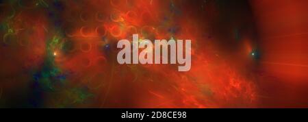 Abstract fractal background horizontal panoramic view image. Orange color Stock Photo