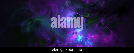 Fractal background horizontal image. Purple green abstract space Stock Photo