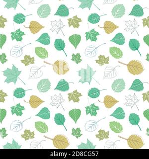 Vector background consisting of different leaves of a tree Stock Vector