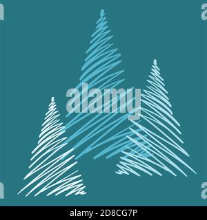 hand drawn Christmas tree isolated on a white background Stock Vector