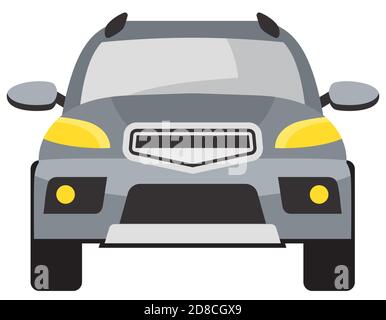 SUV front view. Grey automobile in cartoon style. Stock Vector