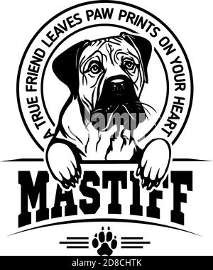 Mastiff Dog - Dog Happy Face Paw Puppy Pup Pet Clip Art K-9 Cop Police Logo SVG PNG Clipart Vector Cricut Cut Cutting Stock Vector