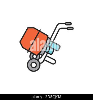 Electric concrete mixer color line icon. Pictogram for web page, mobile app, promo. Stock Vector