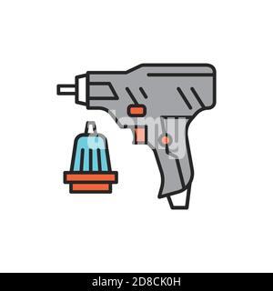 Electric screwdriver color line icon. Pictogram for web page, mobile app, promo. Stock Vector