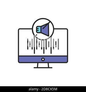 Noise reduction program color line icon. Pictogram for web page, mobile app, promo. Stock Vector