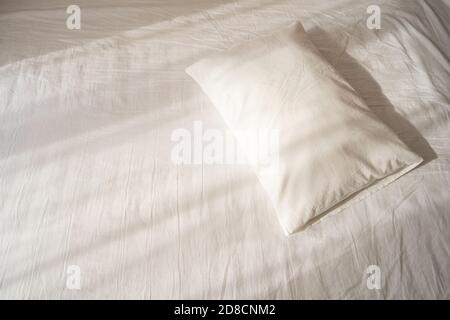 close up of bedding sheets and pillow Stock Photo