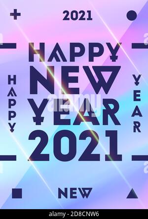 New Year party template. 2021 concept greeting xmas Banner Design templates with typography logo 2021Minimalistic trendy  Stock Vector