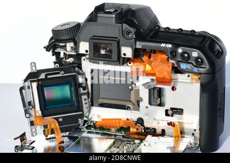 digital camera showing image sensor ccd ( charged coupled device ) Stock Photo