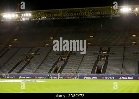 Empty seats during the UEFA Champions League, Group Stage, Group F football match between Borussia Dortmund and Zenit on October 28, 2020 at Signal  C Stock Photo