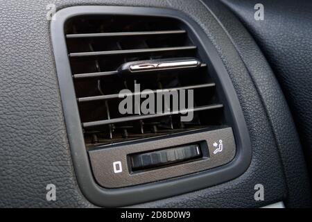 close-up detail of car air conditioning, ventilation in car Stock Photo