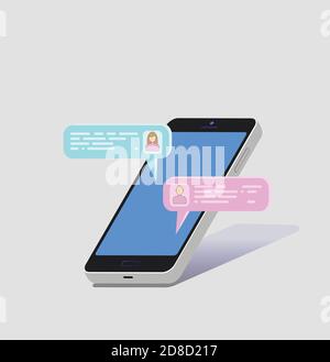 Correspondence in the messenger on the smartphone screen. Vector illustration. Stock Vector