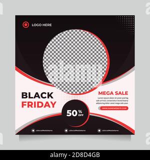 New Black friday season sale social media post and web banner template for digital marketing. Trendy editable template for promotion product Stock Vector
