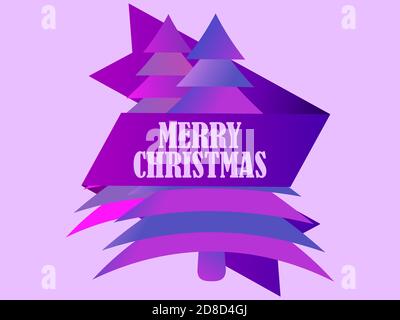 Merry christmas greeting card. Two Christmas trees with ribbon. Festive design for greeting cards and poster. Vector illustration Stock Vector
