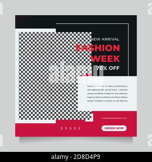 New arrival fashion sale social media post template. Black pink square banner promotion Stock Vector