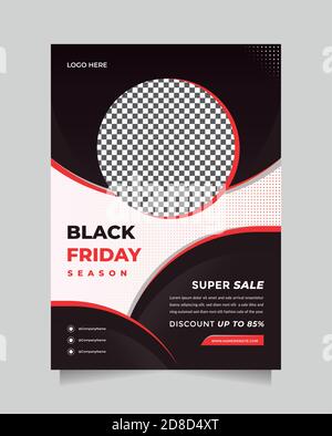 Black friday season flyer template. Creative and modern fashion sale design with A4 Size Stock Vector