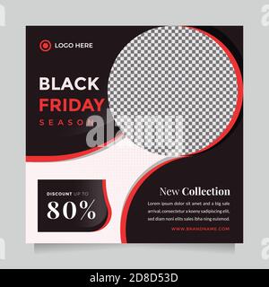 Creative Black Friday season sale social media post and web banner template for digital marketing. Trendy editable template for promotion product Stock Vector