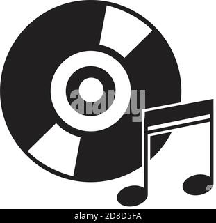 Black musical long play album disc size stereo sound record isolated on white background Stock Vector