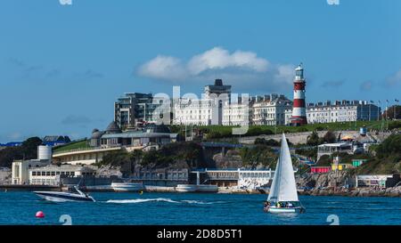 View of Plymouth from Mount Batten Tower in Devon in England in Europe Stock Photo