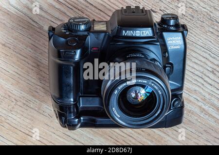 Minolta Classic autofocus SLR camera from the 1980's to the 1990's Stock Photo