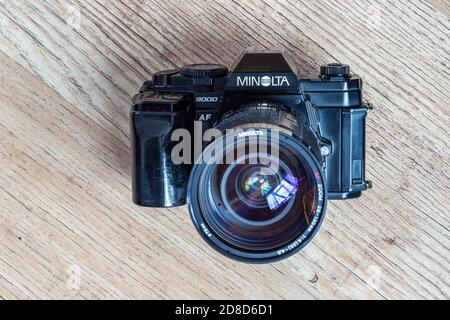 Minolta Classic autofocus SLR camera from the 1980's to the 1990's Stock Photo