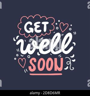 Get well soon, vector hand drawn lettering Stock Vector