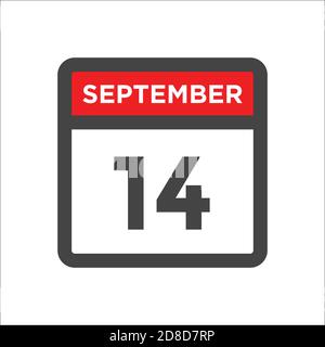 September 14 calendar icon with day & month Stock Vector