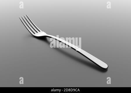 Silver fork on grey background Stock Photo