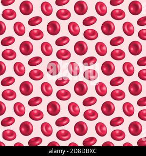 3d red blood cells seamless pattern Stock Vector