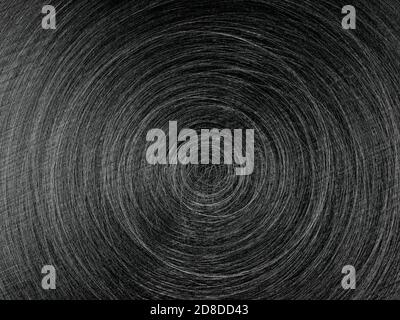 Black circular brushed steel surface background, grained metal texture Stock Photo