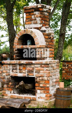 Outdoor brick fireplace for cooking outdoor barbecue Stock Photo Alamy