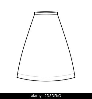 Skirt Slip Dirndl Technical Fashion Illustration With Below-the-knee  Silhouette, A-line Fullness, Scalloped Edge. Flat Bottom Template Front,  Back White Color Style. Women, Men, Unisex CAD Mockup Royalty Free SVG,  Cliparts, Vectors, and