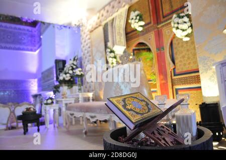 Holy Islamic book Koran Quran closed.Quran - open for prayers-Ramdan Stock Photo