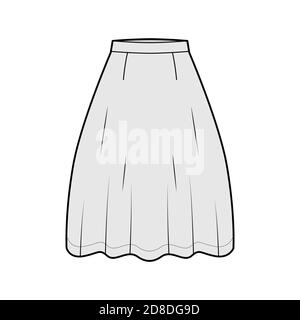 Skirt Slip Dirndl Technical Fashion Illustration With Below-the-knee  Silhouette, A-line Fullness, Scalloped Edge. Flat Bottom Template Front,  Back White Color Style. Women, Men, Unisex CAD Mockup Royalty Free SVG,  Cliparts, Vectors, and