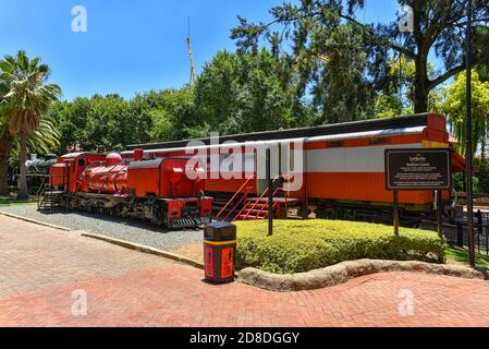 An old train used in gold mining at Gold Reef City Theme Park, Johannesburg, South Africa on 30th December 2019 Stock Photo