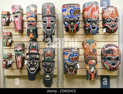 African Wooden Masks representing the culture Africa Stock Photo