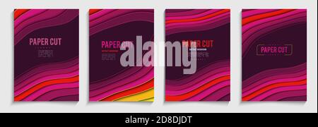 Paper cut cover vector illustration. Cartoon style template. EPS 10. Stock Vector